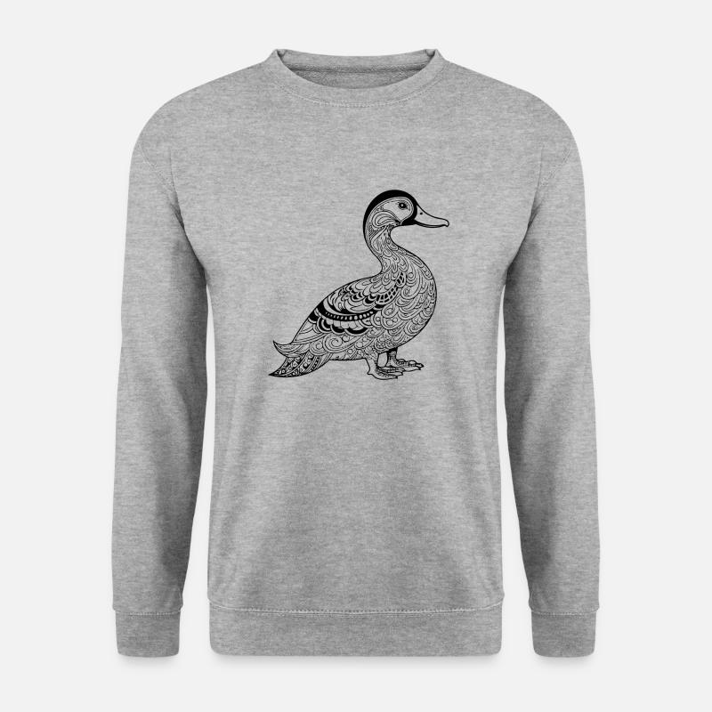 Ente Vögel Enten - Unisex Pullover - Weißgrau meliert