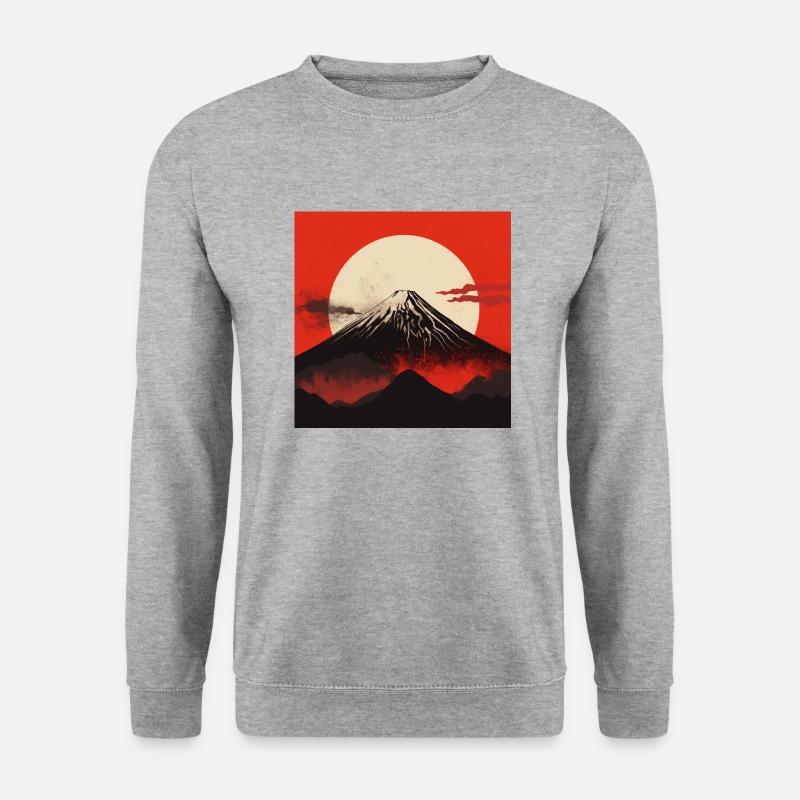 Die Pracht des Mount Fuji - Unisex Pullover - Weißgrau meliert