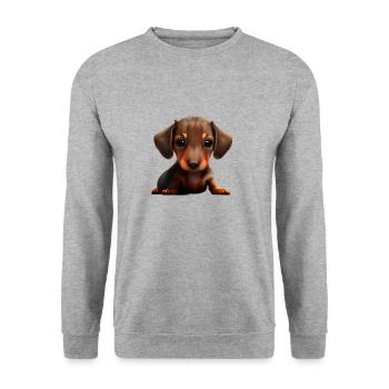 Hundehalter Hunde Dachshund Hund Dackelwelpe - Unisex Pullover - Weißgrau meliert - Vorne - Alina (178cm) & Michal (187cm)
