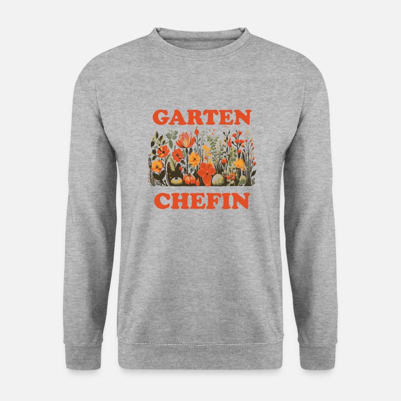 Garten Chefin - Unisex Pullover - Weißgrau meliert
