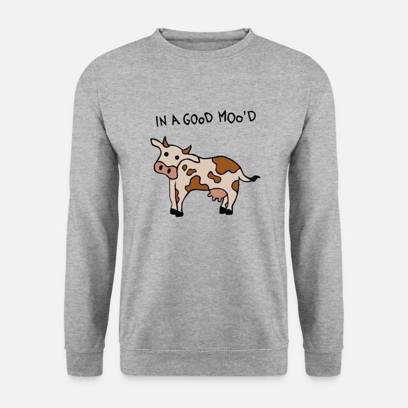 Gute Laune Kuh - Unisex Pullover - Weißgrau meliert