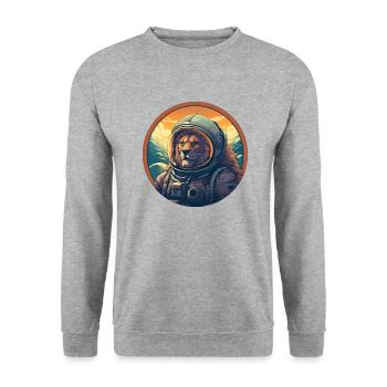 Astronaute Lion au coucher du soleil, créatif - Sweat-shirt Unisexe - gris chiné - Devant - Alina (178cm) & Michal (187cm)