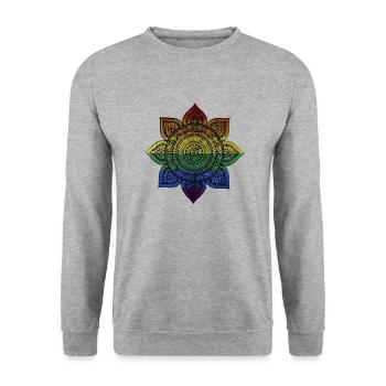 Mandala - Unisex Pullover - Weißgrau meliert - Vorne - Alina (178cm) & Michal (187cm)
