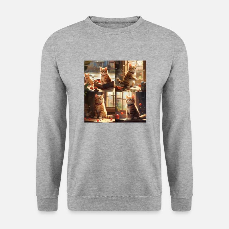 Sweet Cat - Unisex Pullover - Weißgrau meliert