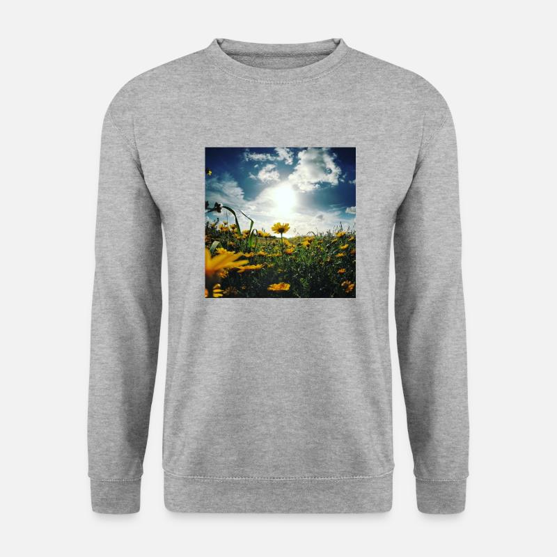 Blumenwiese - Unisex Pullover - Weißgrau meliert