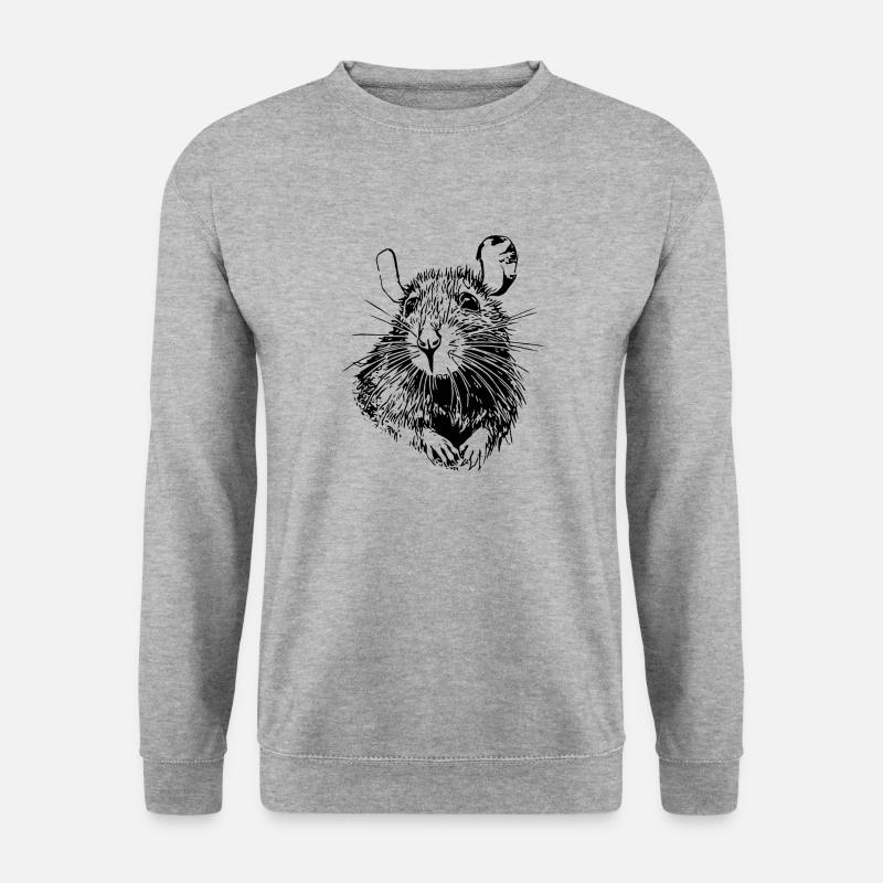 Ratte Maus Nagetier Ratten - Unisex Pullover - Weißgrau meliert