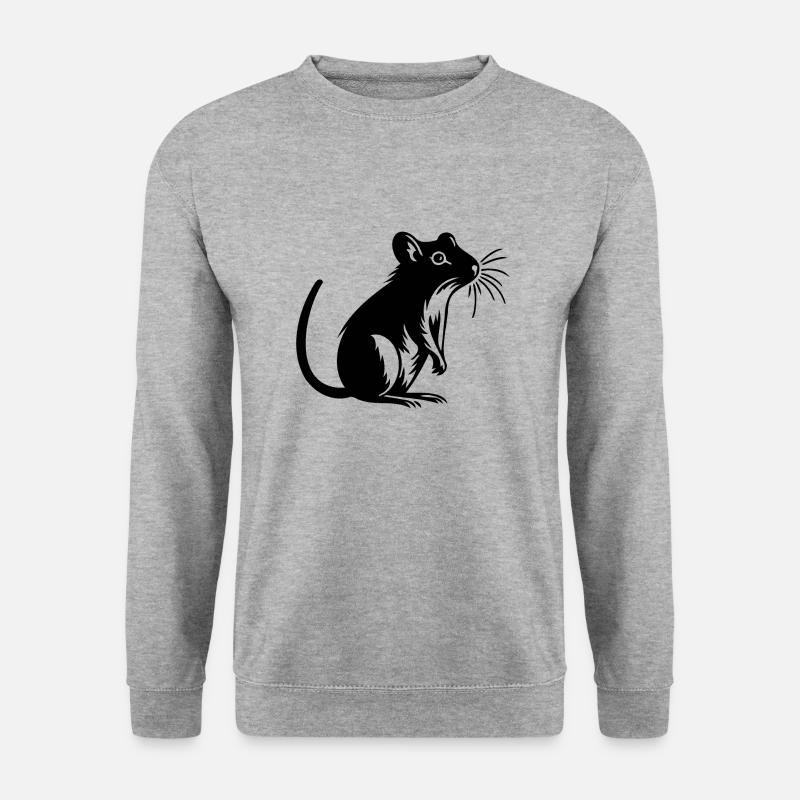 Ratte Maus Nagetier Ratten - Unisex Pullover - Weißgrau meliert