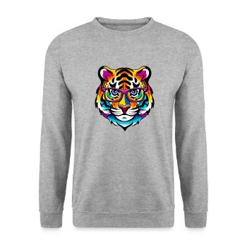 Tiger Intelligent Glasses Colorful Rainbow Gift - Sweat-shirt Unisexe - gris chiné - Devant - Alina (178cm) & Michal (187cm)