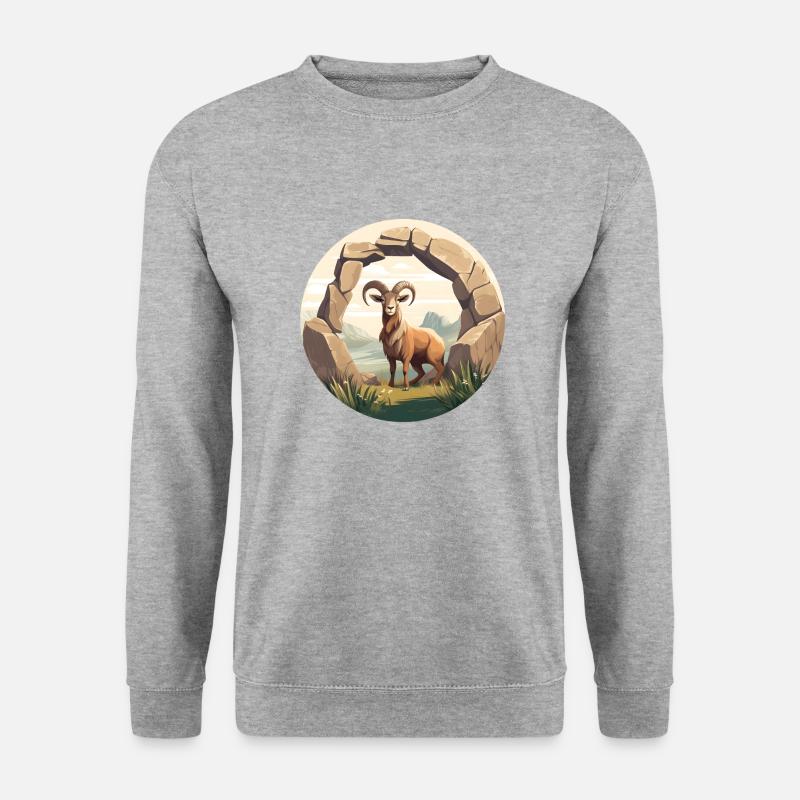 Alpine Majestät Steinbock - Unisex Pullover - Weißgrau meliert