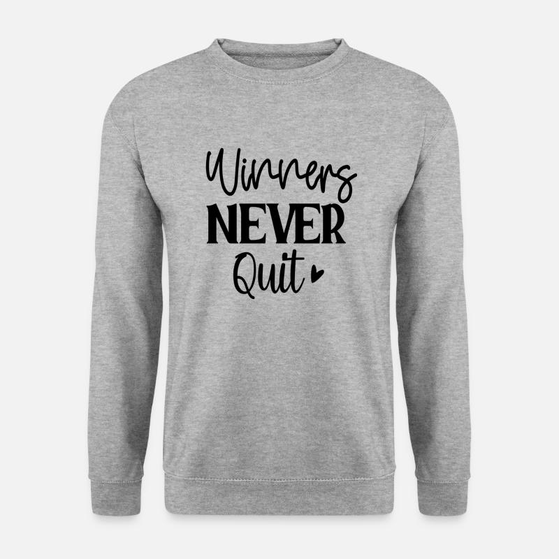 Winners Never Quit - Unisex Pullover - Weißgrau meliert