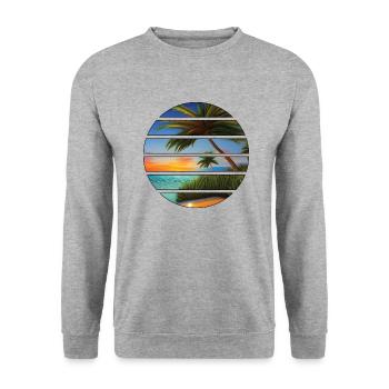 Palm Island Summer Holiday Sun Palm Beach - Unisex Sweatshirt - salt & pepper - Front - Alina (178cm) & Michal (187cm)