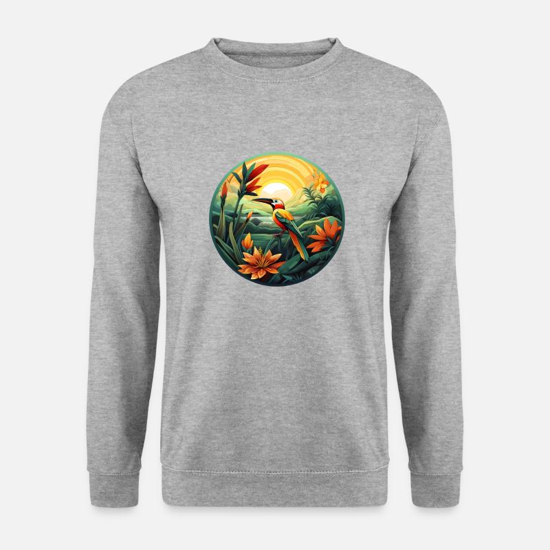 Vogel im Paradies - Unisex Pullover - Weißgrau meliert