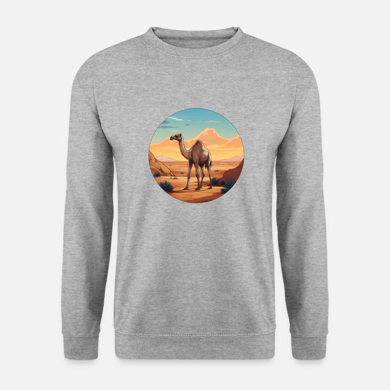 Dromedar-Wüste - Unisex Pullover - Weißgrau meliert