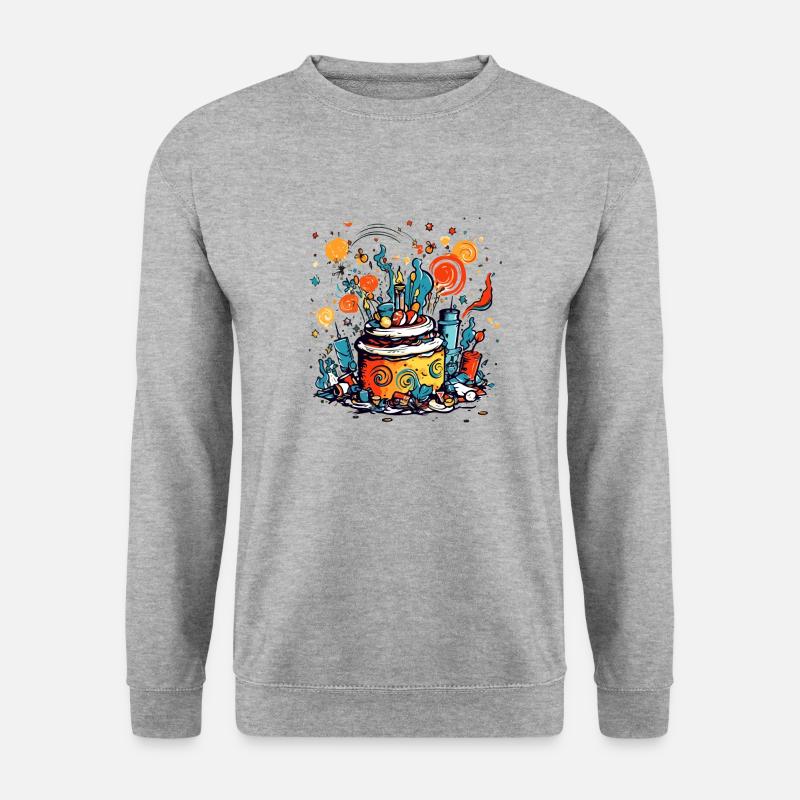 Geburtstagstorte Nr. 2 - Unisex Pullover - Weißgrau meliert