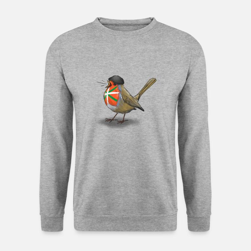 Baskisches Rotkehlchen - Unisex Pullover - Weißgrau meliert