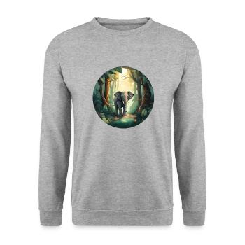Rainforest Elephant - Unisex Sweatshirt - salt & pepper - Front - Alina (178cm) & Michal (187cm)