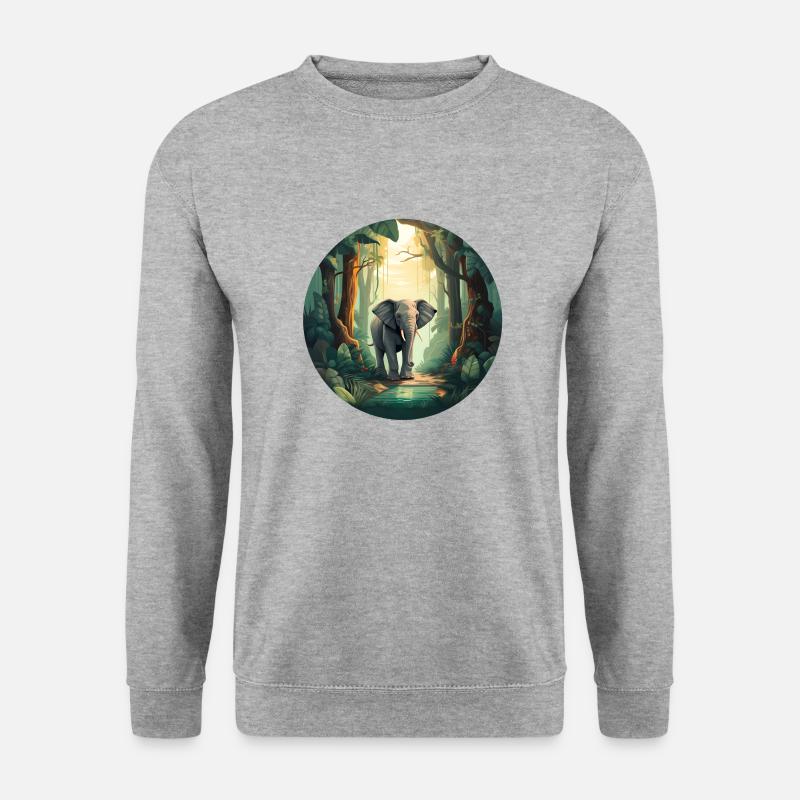 Regenwald-Elefant - Unisex Pullover - Weißgrau meliert