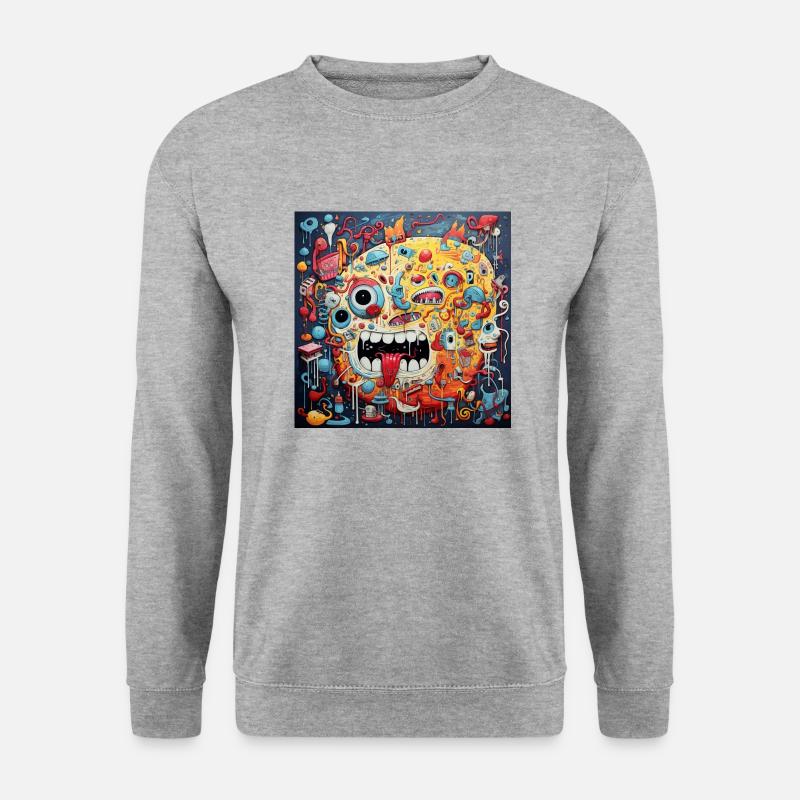 Monster Doodle 2 - Unisex Pullover - Weißgrau meliert