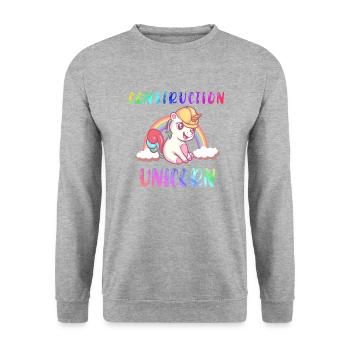Bagger Baustelle Bauarbeiterin Mädchen I Geschenk - Unisex Pullover - Weißgrau meliert - Vorne - Alina (178cm) & Michal (187cm)