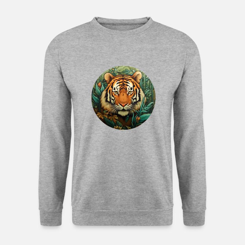 Lebendiger Tiger - Unisex Pullover - Weißgrau meliert
