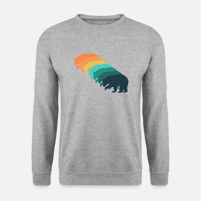 Retro-Bär - Unisex Pullover - Weißgrau meliert