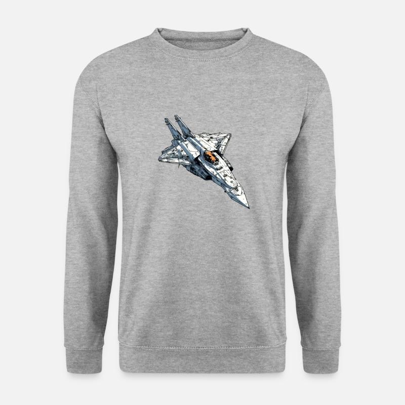 Wütendes Sturmflugzeug - Unisex Pullover - Weißgrau meliert