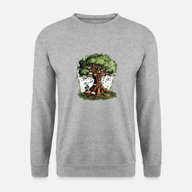 Der verzauberte Baum - Unisex Pullover - Weißgrau meliert