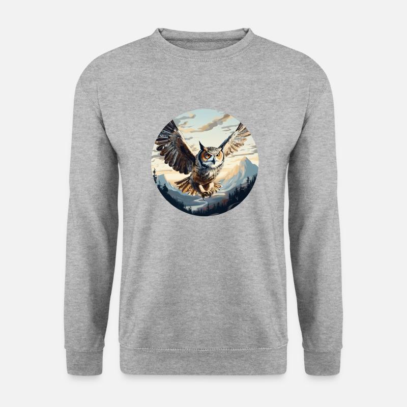 Uhu - Unisex Pullover - Weißgrau meliert