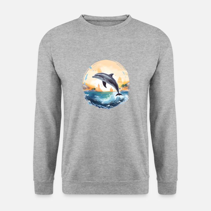 Delphin-Sprung - Unisex Pullover - Weißgrau meliert
