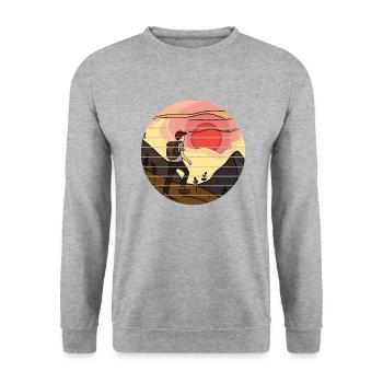 Bergwandern Wandern Bergwanderer Wanderung - Unisex Pullover - Weißgrau meliert - Vorne - Alina (178cm) & Michal (187cm)