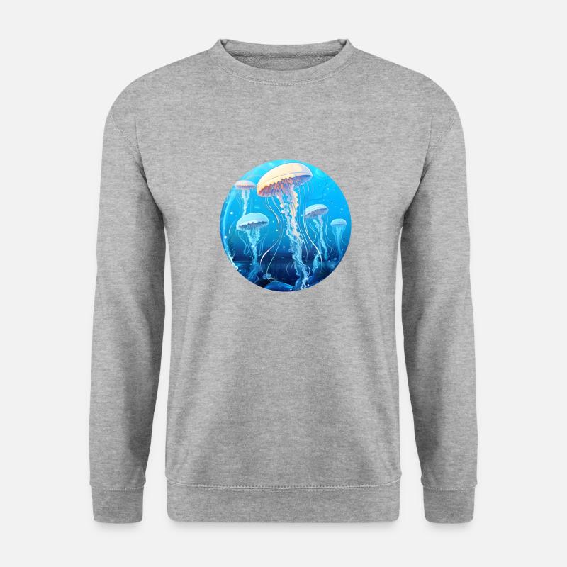 Quallenschwarm - Unisex Pullover - Weißgrau meliert