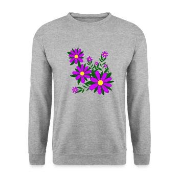 Blütenmuster Blumenranke Margerite Blüte floral - Unisex Pullover - Weißgrau meliert - Vorne - Alina (178cm) & Michal (187cm)