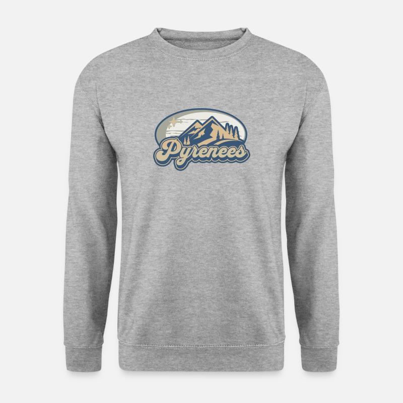 Pyrenäen Frankreich Vintage Mountains - Unisex Pullover - Weißgrau meliert