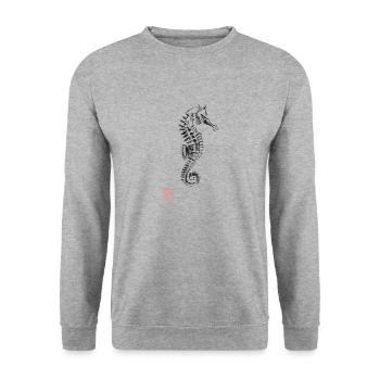Seepferdchen - Unisex Pullover - Weißgrau meliert - Vorne - Alina (178cm) & Michal (187cm)