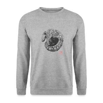 Schuppentier - Unisex Pullover - Weißgrau meliert - Vorne - Alina (178cm) & Michal (187cm)