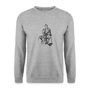 Sumurai Smoking - Unisex Pullover - Weißgrau meliert - Vorne - Alina (178cm) & Michal (187cm)