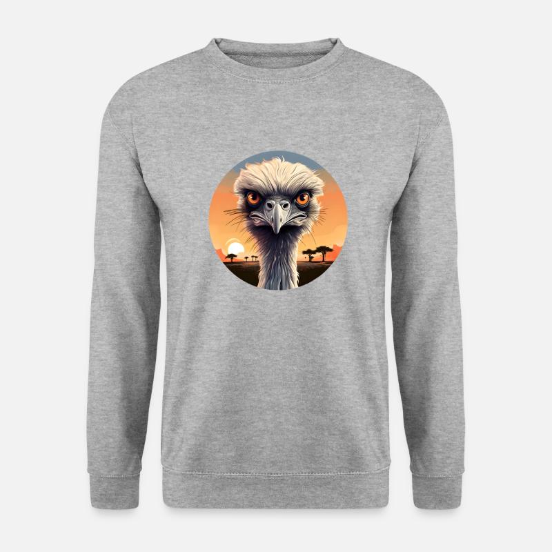 Strauß - Unisex Pullover - Weißgrau meliert