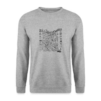 Basketballplatz PARIS - Unisex Pullover - Weißgrau meliert - Vorne - Alina (178cm) & Michal (187cm)