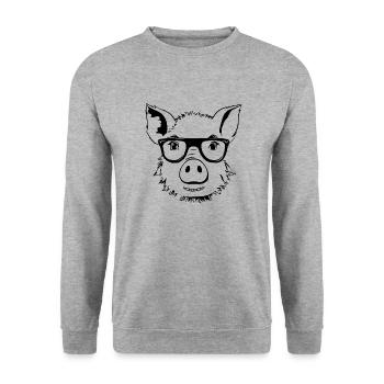 Pig Piggy Sow - Unisex Sweatshirt - salt & pepper - Front - Alina (178cm) & Michal (187cm)