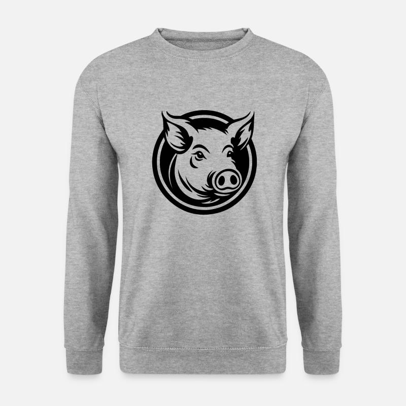 Schwein Schweinchen Sau - Unisex Pullover - Weißgrau meliert