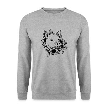 Pig Piggy Sow - Unisex Sweatshirt - salt & pepper - Front - Alina (178cm) & Michal (187cm)