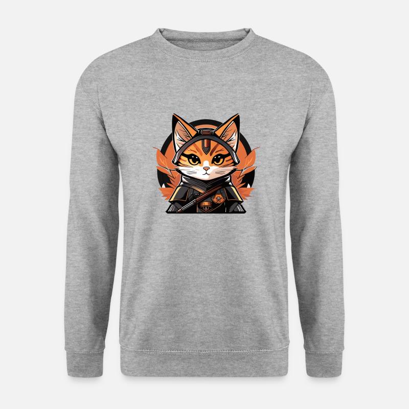 Ninja-Cat - Unisex Pullover - Weißgrau meliert