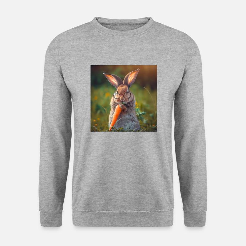 Kaninchen - Unisex Pullover - Weißgrau meliert