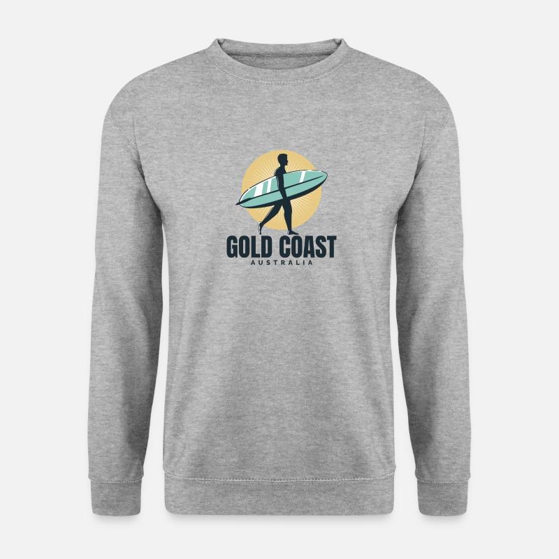 Gold Coast Australien Beach Surfer - Unisex Pullover - Weißgrau meliert