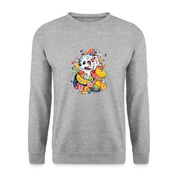 Monstro fruits n°3 - Sweat-shirt Unisexe - gris chiné - Devant - Alina (178cm) & Michal (187cm)