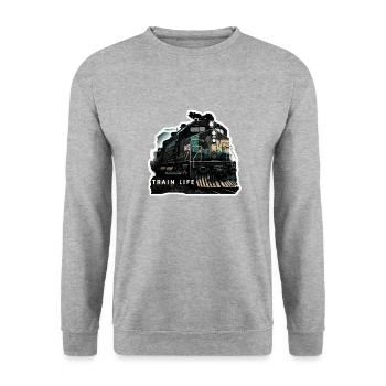 Train Life : Le train, c'est la vie - Sweat-shirt Unisexe - gris chiné - Devant - Alina (178cm) & Michal (187cm)