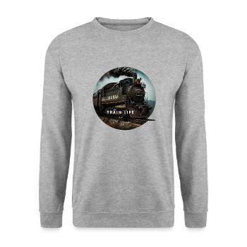 Train Life : Le train de l'histoire - Sweat-shirt Unisexe - gris chiné - Devant - Alina (178cm) & Michal (187cm)