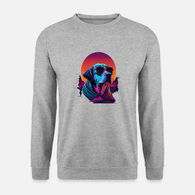 Labrador trägt Sonnenbrille - Unisex Pullover - Weißgrau meliert