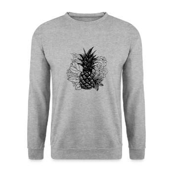 Ananas - Unisex Pullover - Weißgrau meliert - Vorne - Alina (178cm) & Michal (187cm)