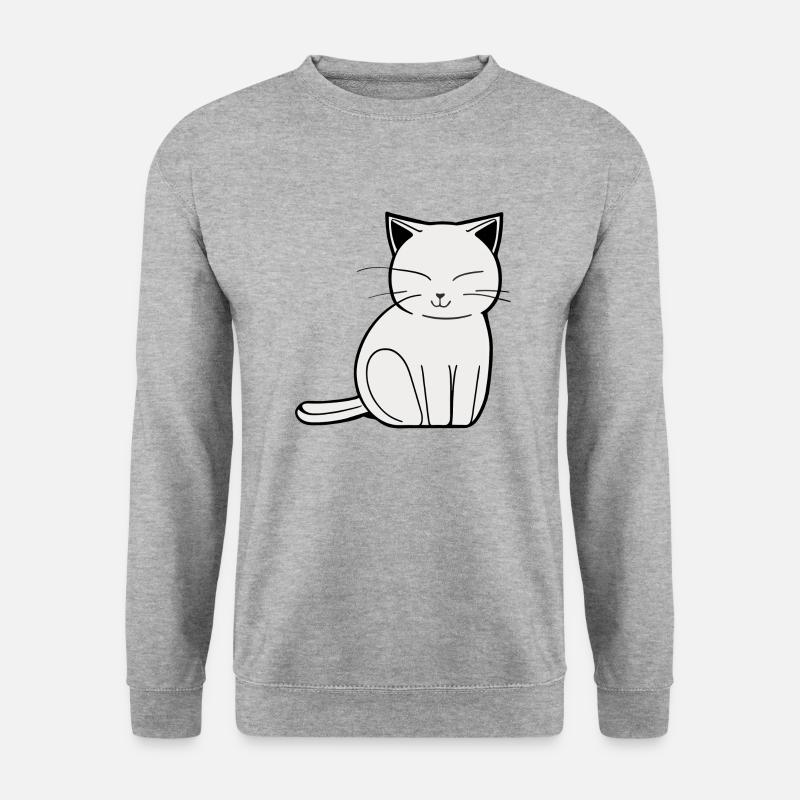 Süße Katze - Unisex Pullover - Weißgrau meliert